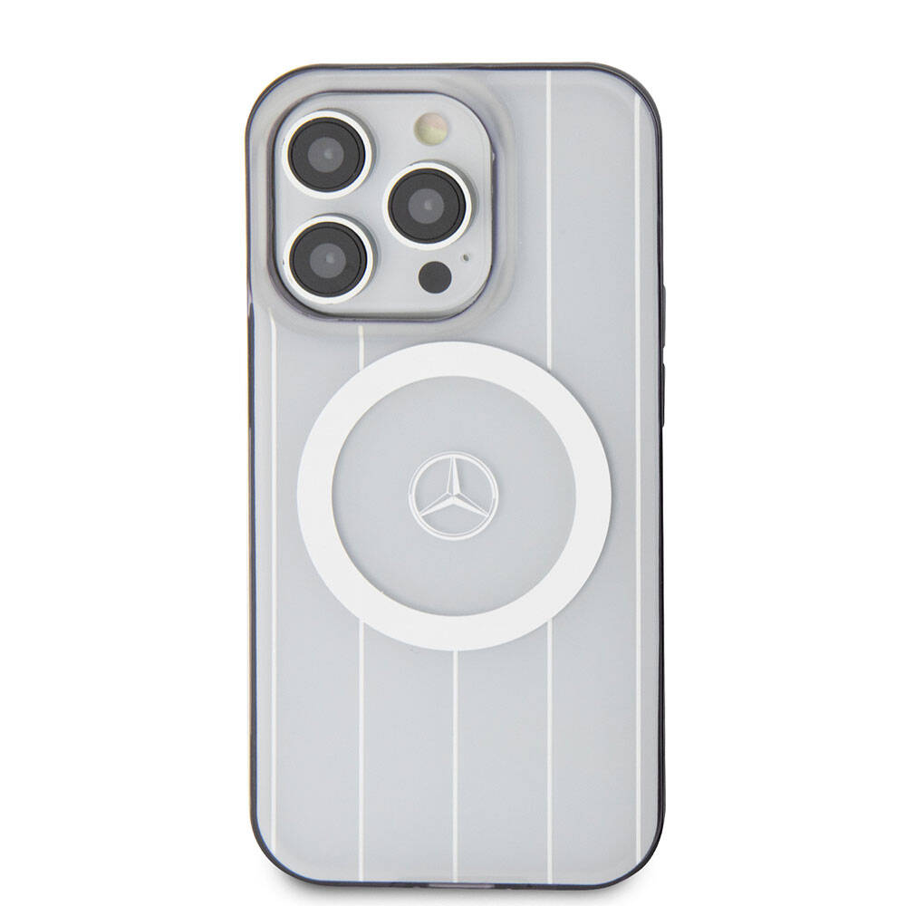 Mercedes Benz iPhone 15 Pro Orjinal Lisanslı M-safe Şarj Özellikli Çift Katmanlı Paralel Çizgi Desenli Kılıf Mercedes Benz iPhone 15 Pro Orjinal Lisanslı M-safe Şarj Özellikli Çift Katmanlı Paralel Çizgi Desenli Kılıf